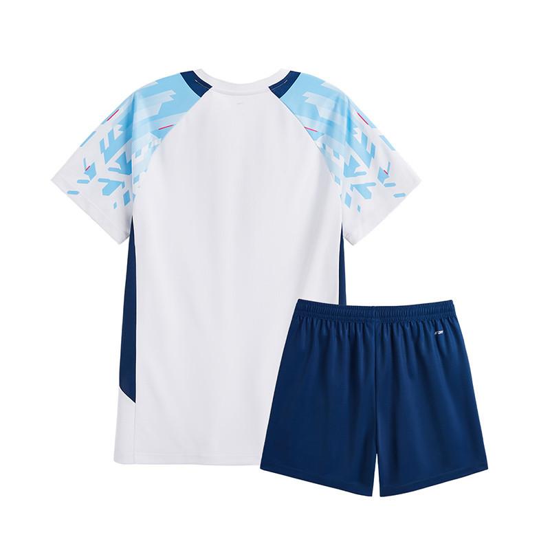 Li Ning Badminton Series Color Block Quick-Dry Breathable Training Competition Short Sleeve Shorts Casual Sports Suit Unisex suit AATV077-2