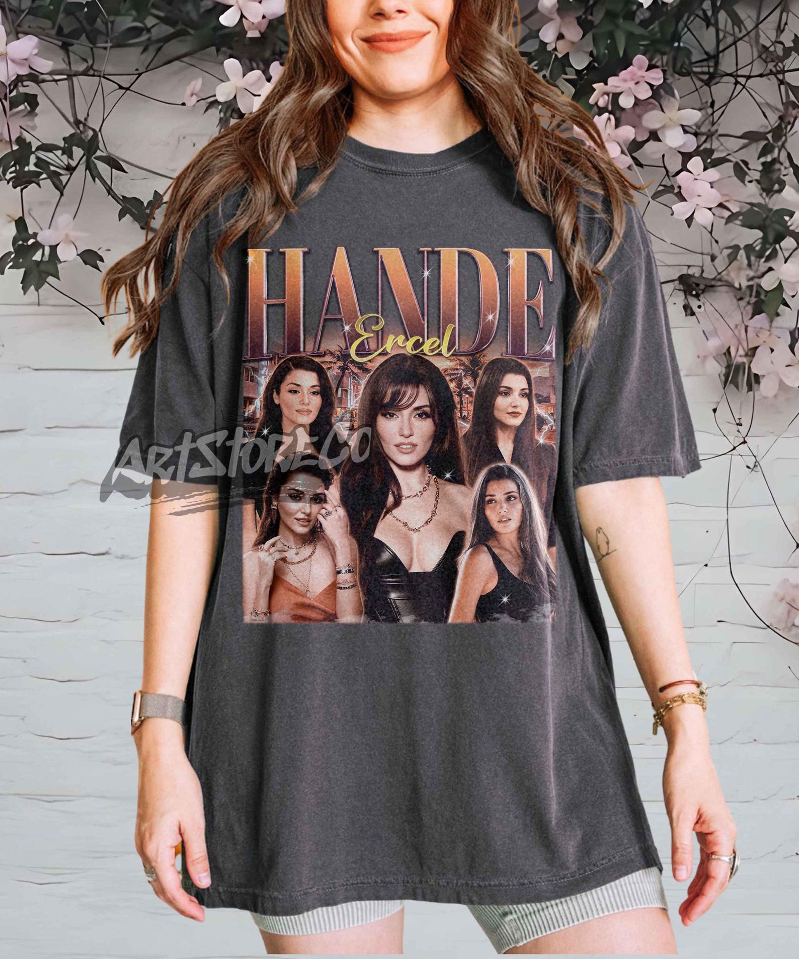 Hande Ercel Shirt, Vintage Turkish Drama Goddess Fan Tee M