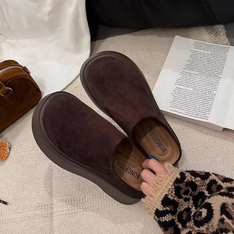 Thick-soled Birkenstock bag head half slippers women's outer wear 2025 spring and autumn new lazy one-pedal Birkenstock shoes half tray
