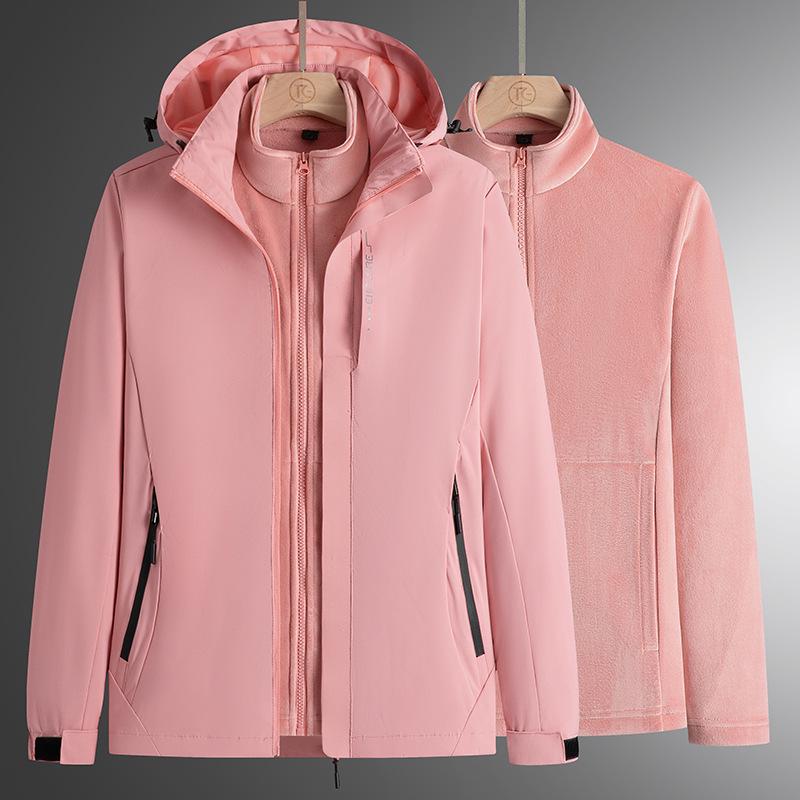 Outdoor Maple Leaf 3-in-1 Jacket: Detachable Camouflage Set with Fleece Lining, Waterproof, Ideal for Live Streaming Sales