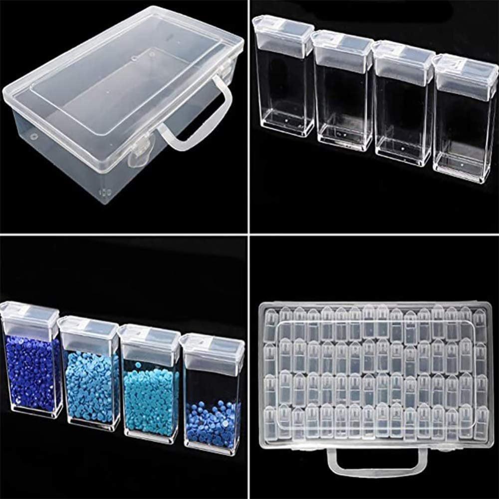 64 Grid Jewelry Drill Storage Box Thicken Dustproof Diamond Painting Storage Box Transparent Rhinestone Beads Containers