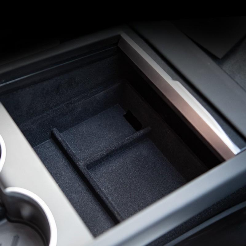 for Tesla Model Y L 2026 Accessories Flocking Center Console Organizer Storage Box YL Juniper Car Cup Mat Armrest Box Organizers