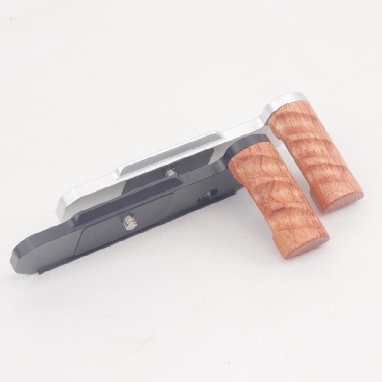 Solid Wood Handle Aluminum Alloy Bottom Plate Quick Installation Mount Grip for FM2 Increase Grip Strength