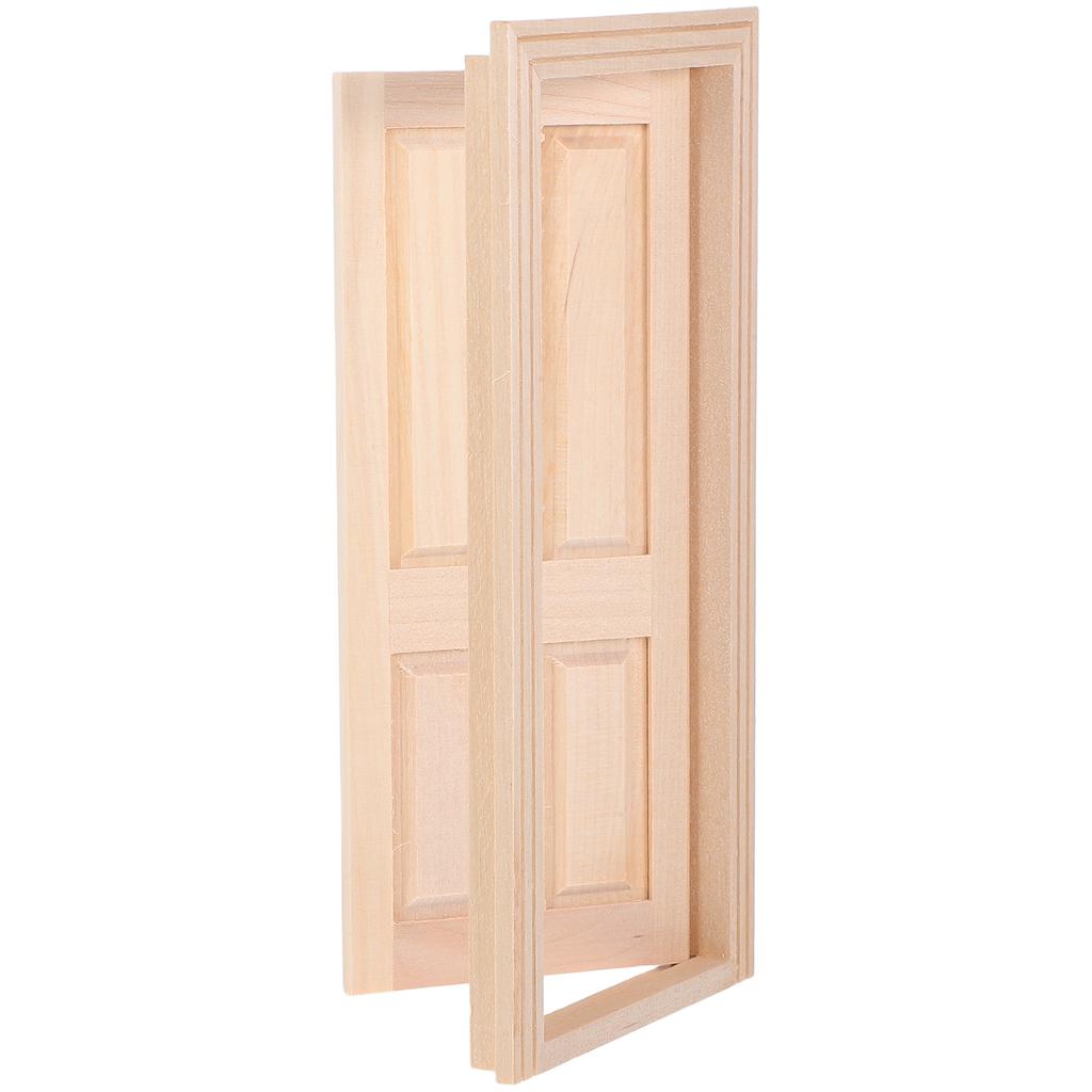Miniature Dollhouse Furniture Set Solid Wood Blank Four Grid Door Exquisite Indoor Decoration Building Material