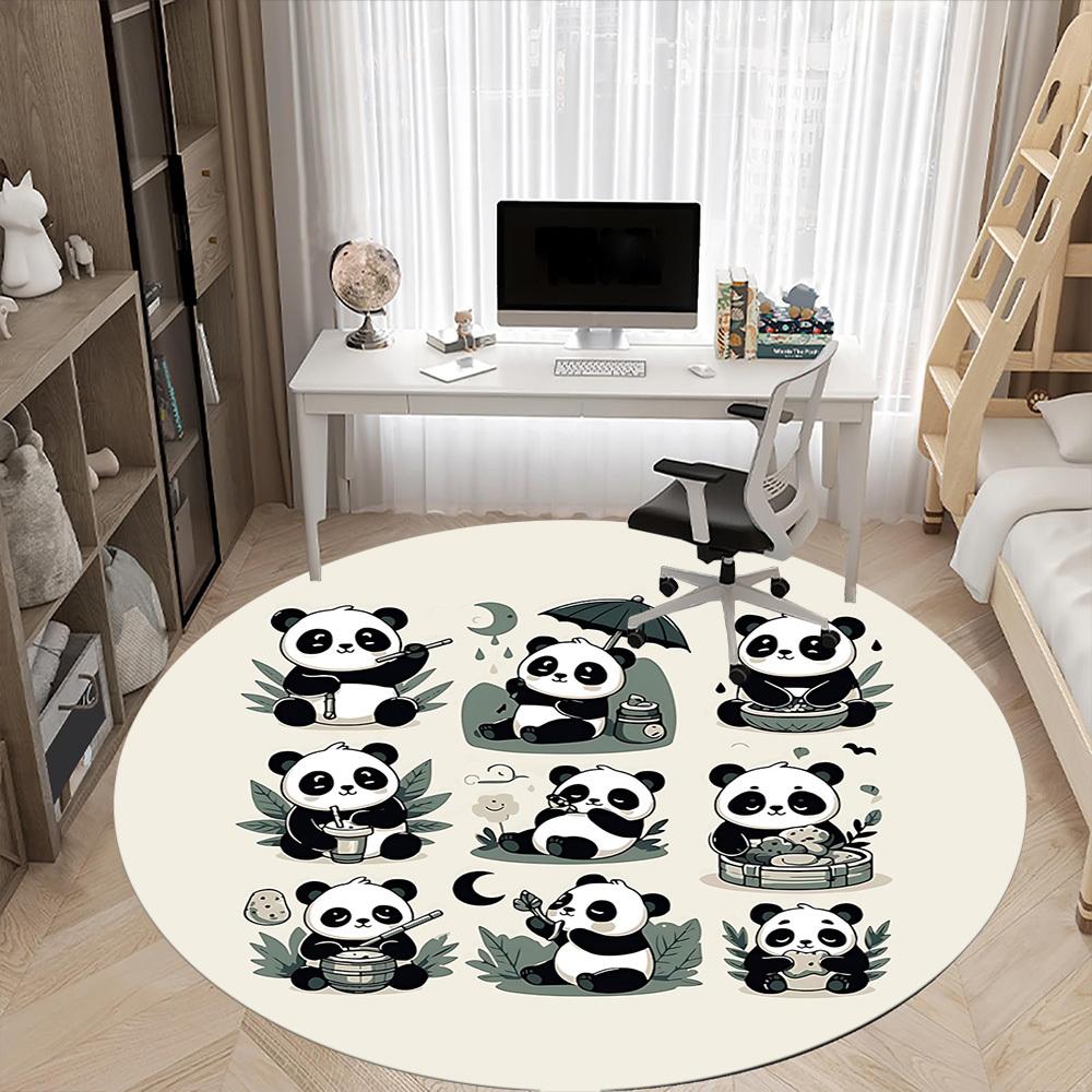 1pc Panda Leisure Office Round Area Rug, Indoor Mat Suitable For Office, Under Office Chairs Bedroom Living Room Home Decor, Room Deco