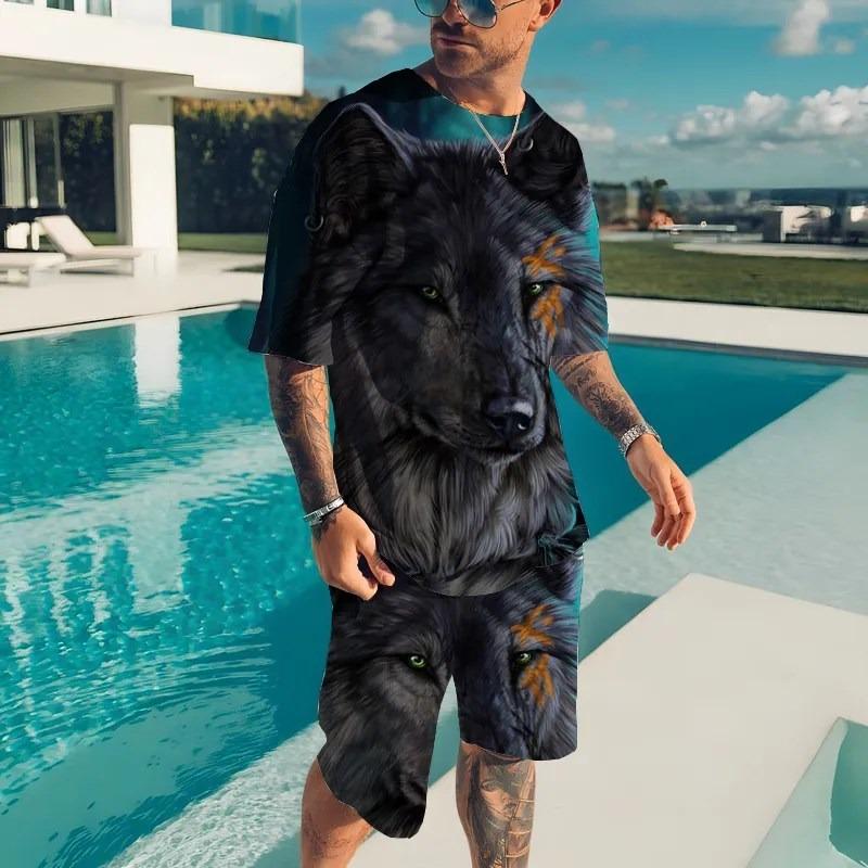 

2026 Summer New Men s Short-Sleeved Set with 3D Graffiti Pattern XXS