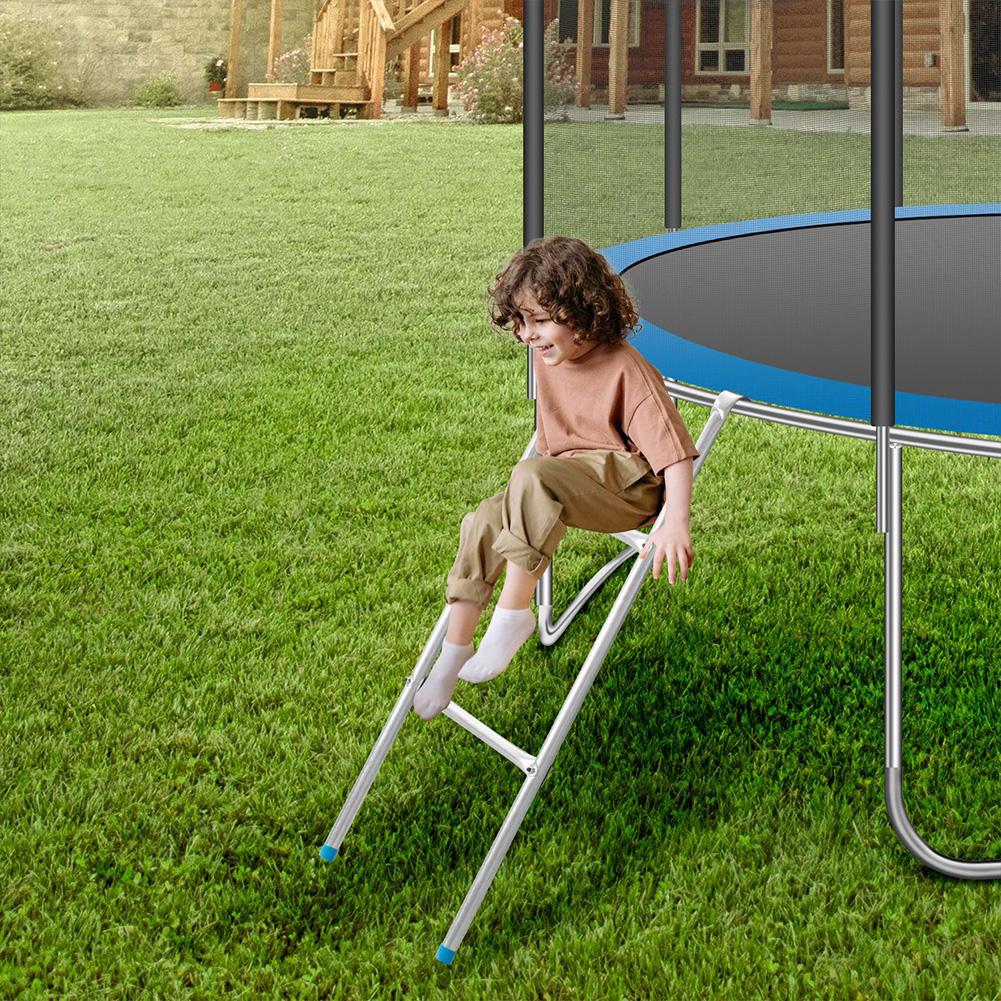Trampoline Ladder 3 Steps Wide Trampoline Ladder Kit Safety Heavy Duty Steel 16FT Trampoline Replacement Accessories