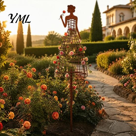 Decorative Metal Plant Trellis Elegant Lady Garden for Climbing Plants, Weatherproof Support Stake, Outdoor Landscaping Accents Woman Silhouette Patio