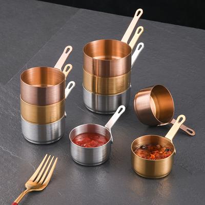 Tazza per salse in acciaio inossidabile 304 impilabile con manico mini pentolino per salse per festa banchetto picnic ciotole per salse condimenti casa
