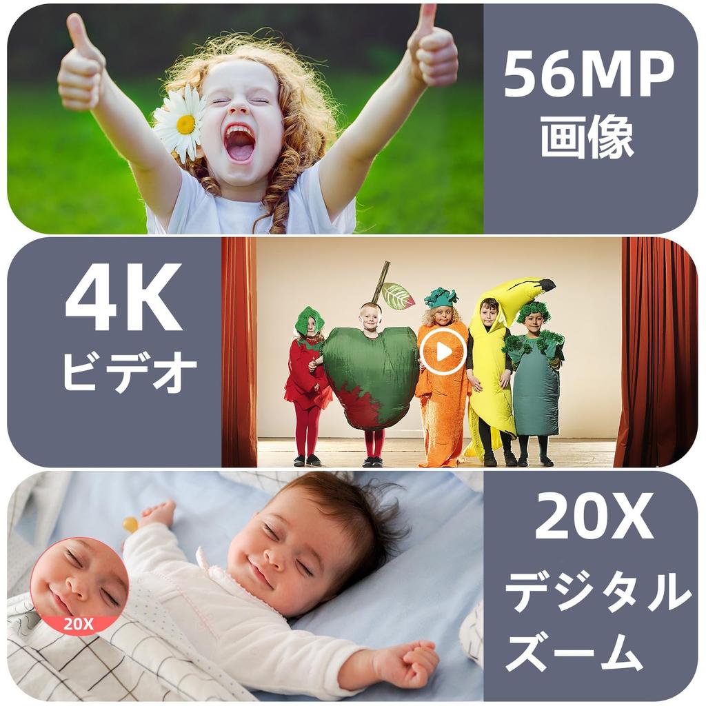 4K 56MP Kompakt-Digitalkamera mit AF 56MP 20x Digital Leichtgewichtige Tasche 4K Video Geburtstag Japanische Anleitung Unterstützt bis zu 128GB SD Ersatzteile