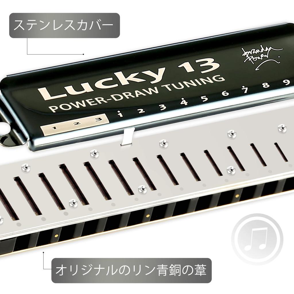 East Top Harmonica, 13-Hole Blues Harmonica In G, for Jazz Professionals, Adults, and Children, Study and Practice, Brass Cover, Canvas Case, Lucky13