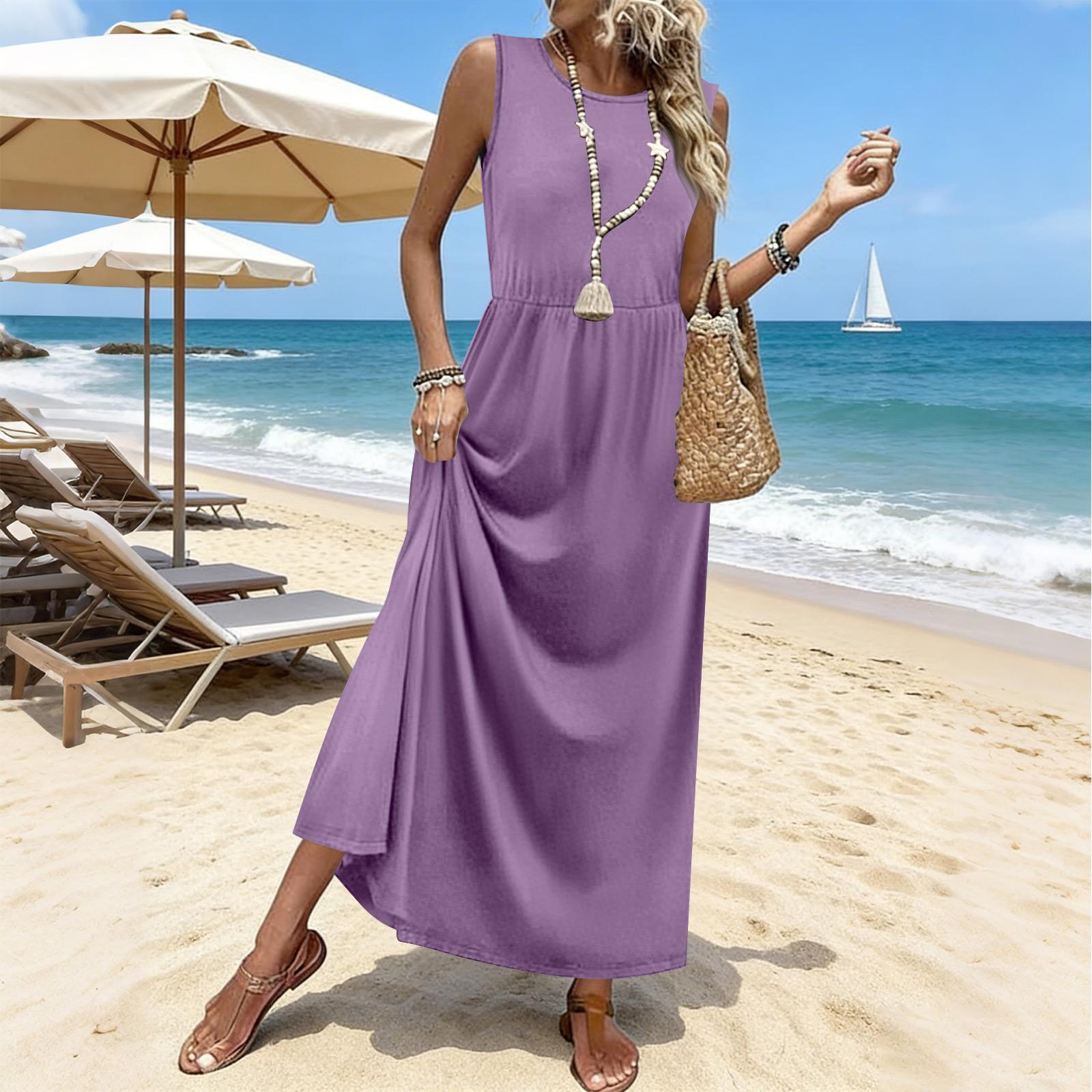 Sleeveless Maxi Dress for Women Casual Long Dress with Pockets Womens Maxi Dress Summer Maxi Dresses for Women M