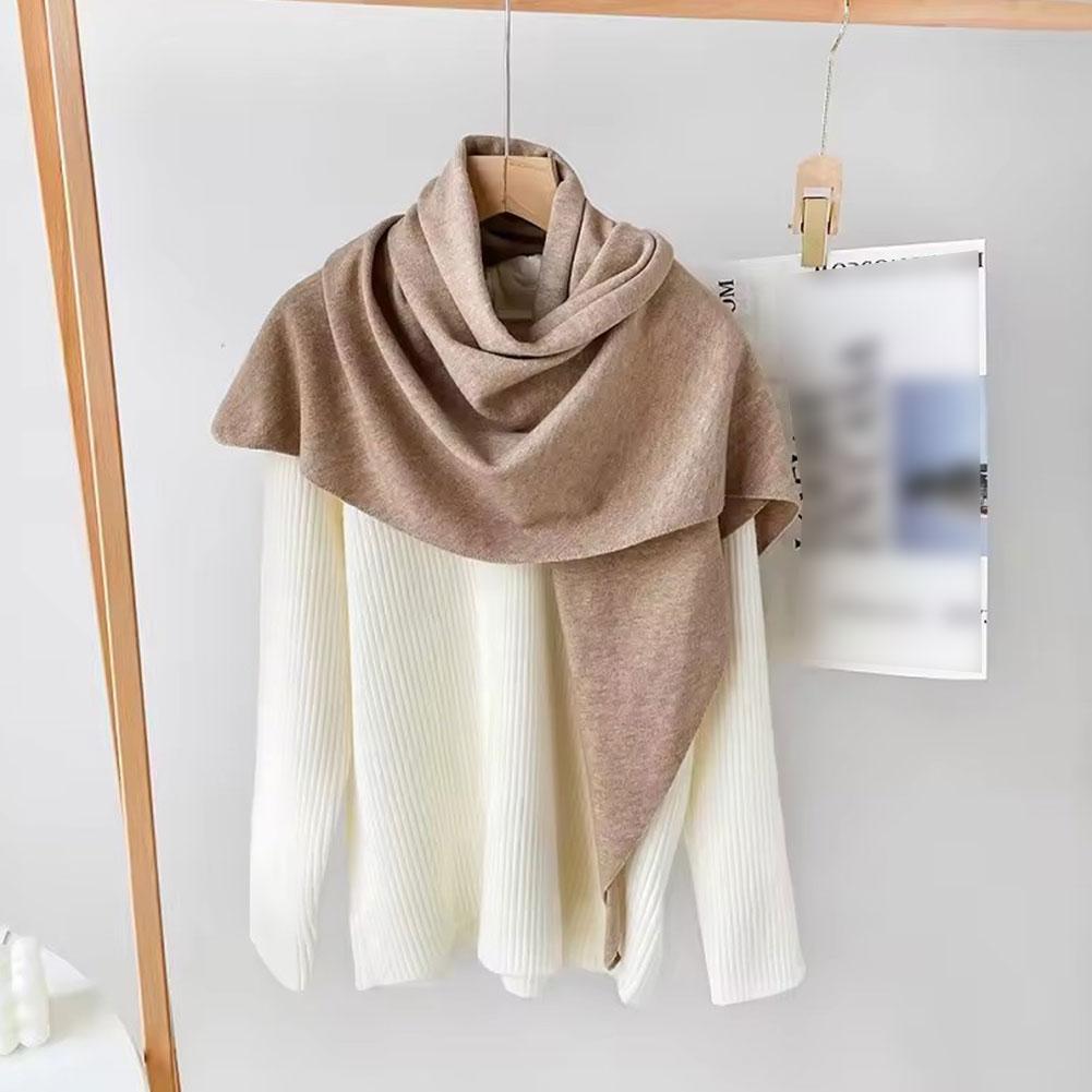 Winter Warm Shawl Wraps for Women Knitted Solid Color Knotted Cardigan Cape Soft Triangle Scarf Wrap Travel Elegant Tops Poncho