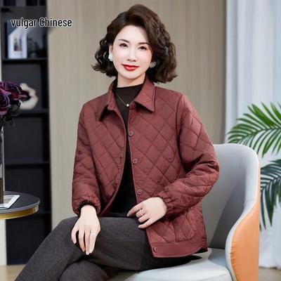 Damen Casual Kurzjacke mit Rautenmuster, lockerer Schnitt