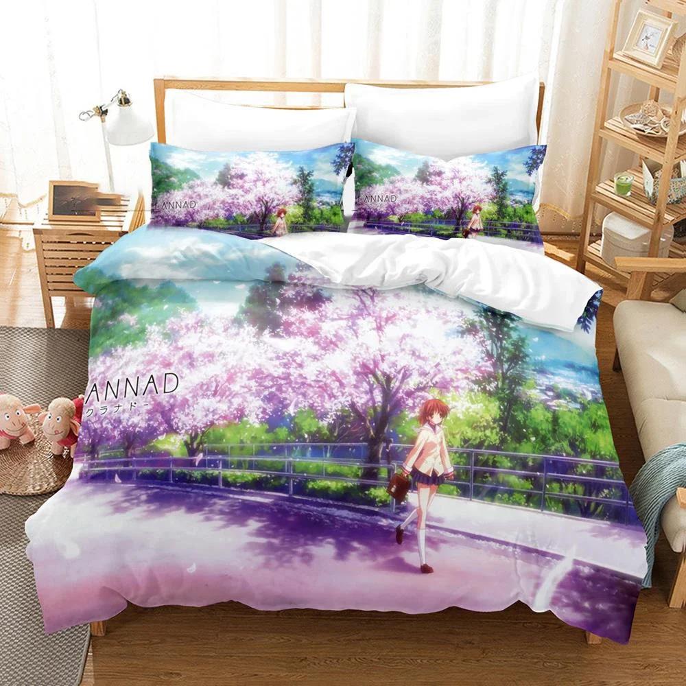 3D-gedrucktes Clannad Bettwäsche-Set Anime Nagisa Furukawa Bettbezug Doppel Twin Full Queen King Erwachsene Kinder Bettwäsche Steppdeckenbezug