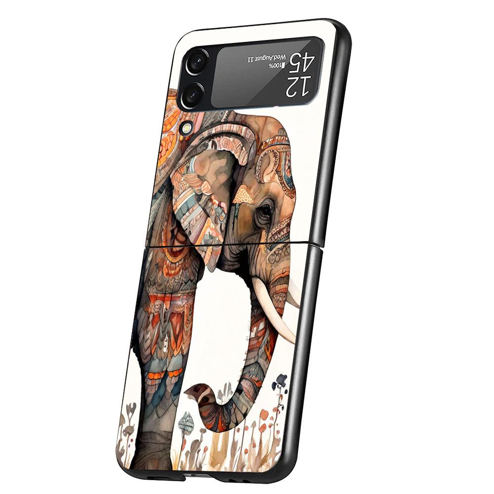 Elephant Mandala Aztec Phone Case For Samsung Galaxy Z Flip 7 6 5 4 3 5G Cover ZFlip7 ZFlip6 ZFlip4 ZFlip5 ZFlip3 Coque Fundas G