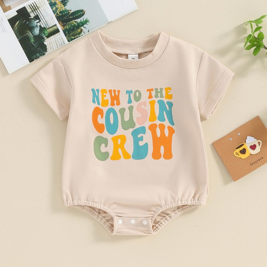 Baby Girls and Boys Romper Round Neck Short Sleeve Letter Print Jumpsuit Newborn Toddler Summer Outfits