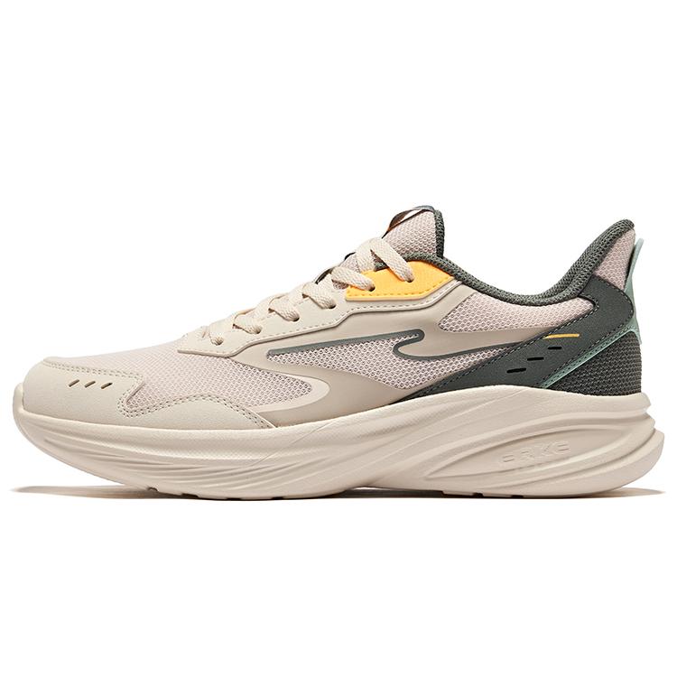 Erke Hunter Simple Versatile Non-Slip Lightweight Rebound Low-Top Running Shoes Men sneaker Eggshell-Gray Light-Linen 51125103323-102