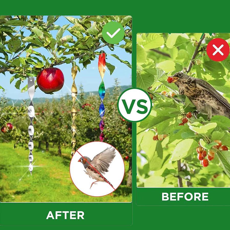 10-Piece Rotating Reflective Bird Repellent Rods for Gardens and Orchards