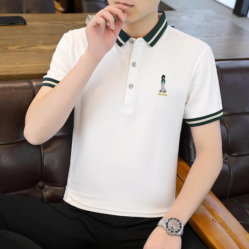 Men's Short Sleeved T-shirt Thin Business Lapel Men's Casual Short Sleeved Polo Shirt Shirt