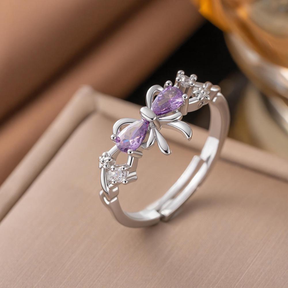 Micro-Inlaid Zircon Fashion Open Ring - Adjustable Luxury Index Finger Jewelry for Women
