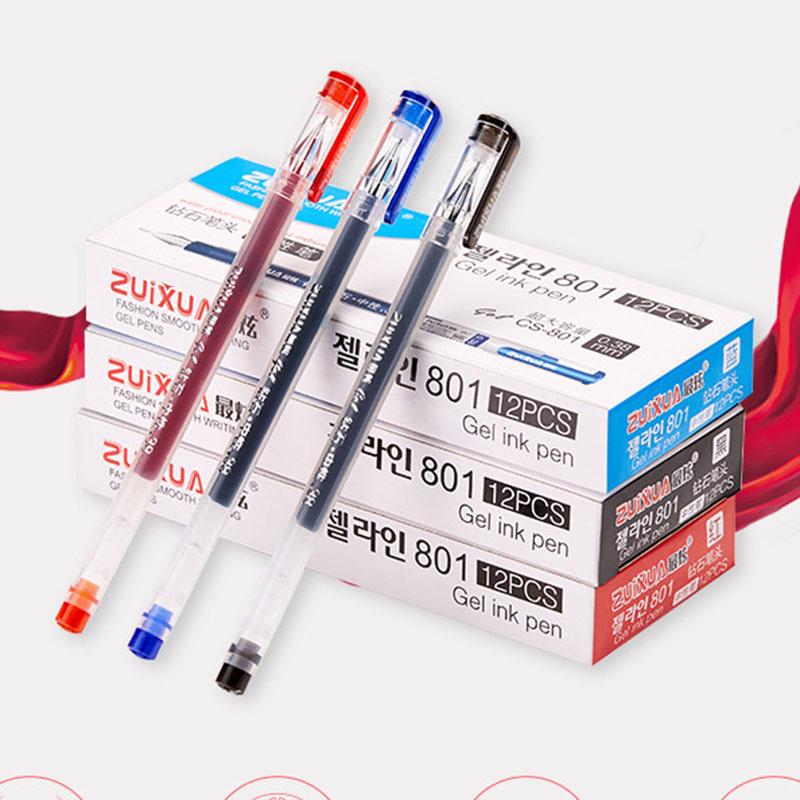 6 sztuk/12 sztuk 0.38mm atramentowy długopis żelowy o dużej pojemności czerwony długopis czarny długopis egzamin podpisywanie pisanie szkolne materiały biurowe artykuły papiernicze