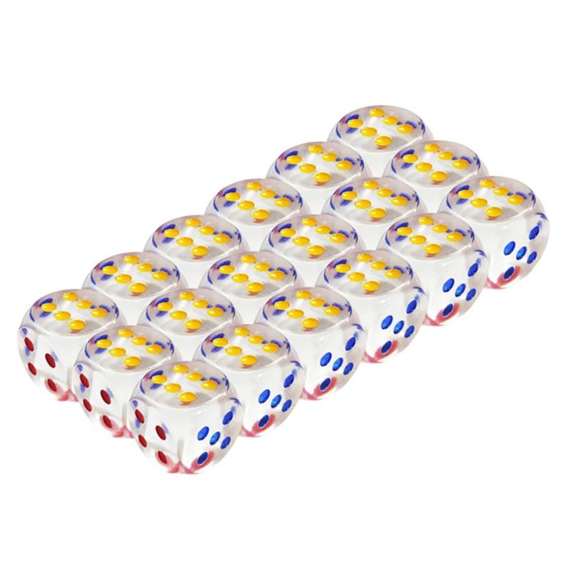 10x Acrylic Dice Transparent 6 Sided Colorful Dice Casino Poker Game Bar Party Crystal Dices Children Board Game Toy
