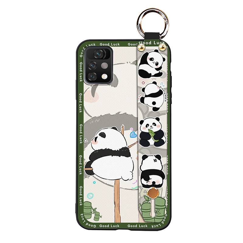 Panda Cartoon Phone Case For UMIDIGI A11 Pro Max Soft Case Wristband Ring Dirt-resistant Silicone Shockproof Wrist Strap