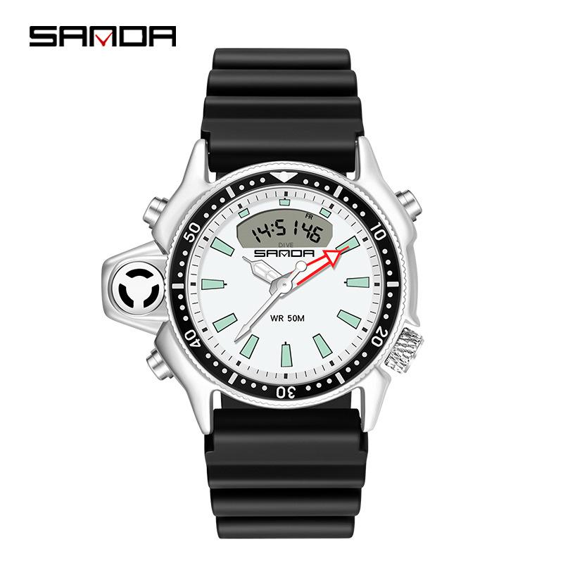 Sanda Large Dial Multi-Functional Waterproof Men s Sports Watch