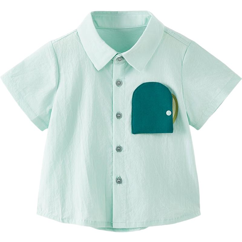TONGTAI Baby & Peuter Puur Katoen Korte Mouw Kraagje Shirt