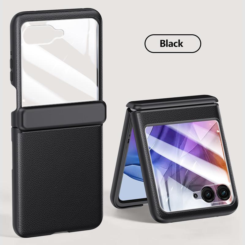 Feel Skin Leather Hinge Shockproof Cover for Motorola Razr 50 50Ultra Case Ani-Knock Protective Full Protection Film Case Cover