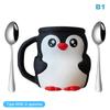 Lindo Soporte para Pinta de Helado de Pingüino, Contenedores para Pinta de Helado Impresos en 3D con Cucharas de Mango Anticongelante, Funda para Vaso de Lata de Cerveza