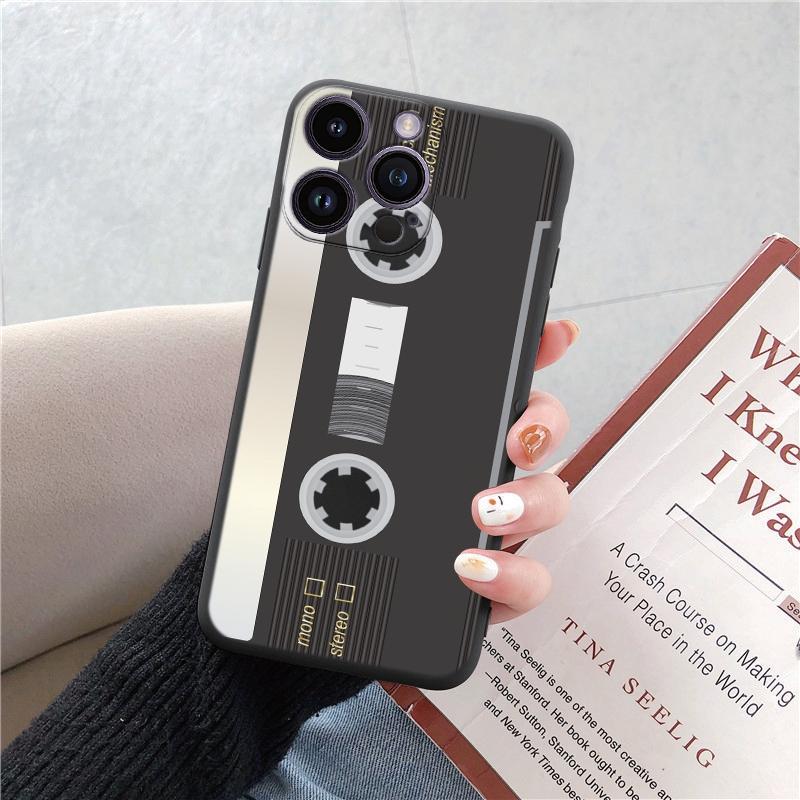 Tālruņa maciņi iPhone 15 Pro 6 14 XS 13 Max XR 12 Mini 7 Plus X SE 8 11 Funny Retro Camera Phone Rakstains mīksts TPU triecienizturīgs bufera apvalks