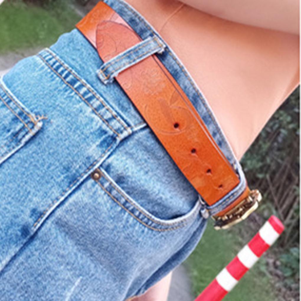 Leather Flower Buckle Belt For Jeans Adjustable Length Premium PU Delicate And Exquisite