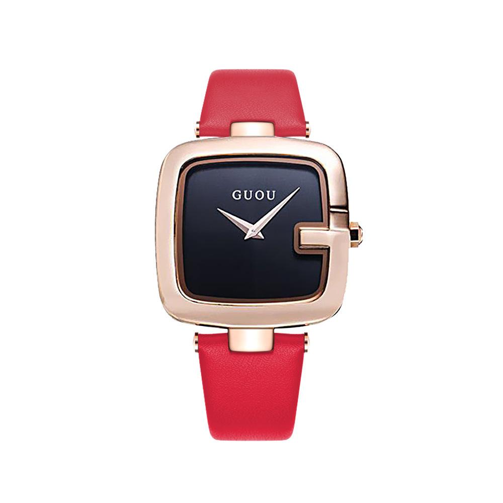 

Простые персонализированные квадратные часы, модные женские часы, кварцевые часы из натуральной кожи для женщин