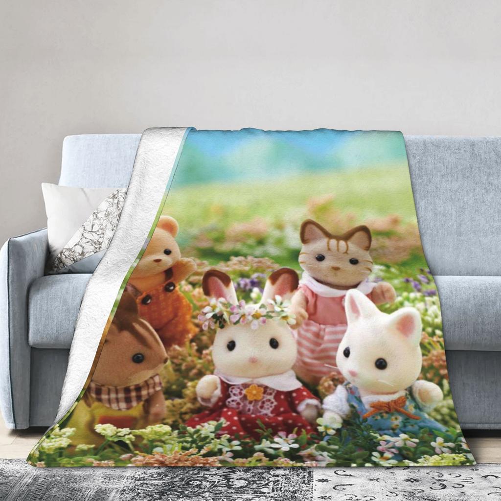 Super Soft Sylvanian Families Throw Blanket Premium Flannel Fleece Lightweight  Bed Blanket Cozy Warm Blankets All Season Use