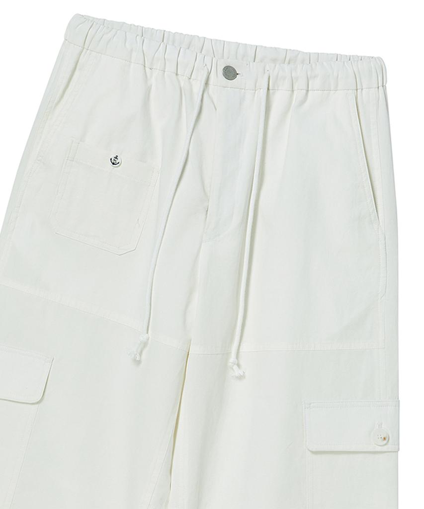 BEYOND CLOSET [Collection Line] Lux Fabric Military Detail Cargo Pants White