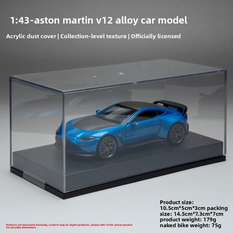 Simulation 1/43 Alston Martin V12 Alloy Sports Car Model Collection Ornaments with Display Box Metal Miniature Voiture Toy Gift