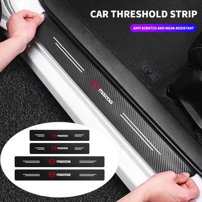 Carbon Fiber Car Door Sill Threshold Anti Scratch Protective Stickers Decals For CX-3 Bk CX-5 MS Speed 5 6 2 3 CX30 MX-5