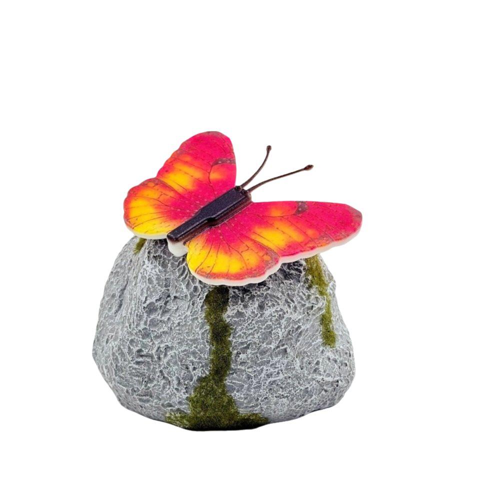 Simulation Stone Solar Butterfly Stone Lamp LED Light Imitation Stone Shape Outdoor Garden Landscape Light Butterfly