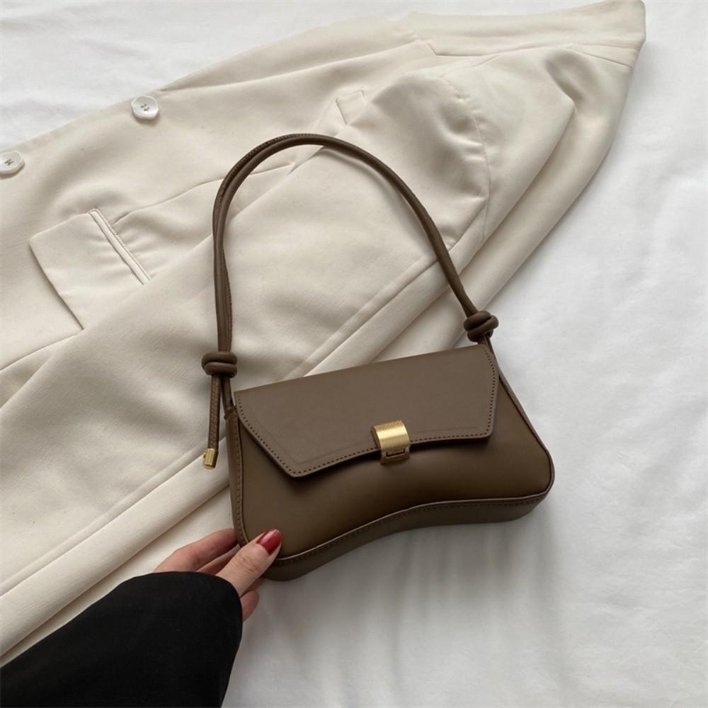 Simple Vintage Style Crossbody Bag Lightweight PU Leather Lady's Handbag Waterproof Solid Color Flap Satchels Holiday Gifts