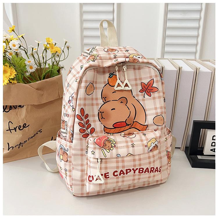 School Bag Cute Cartoon Capybara School Bag Girl Versatile Backpack New Backpack Large Capacity Backpack
