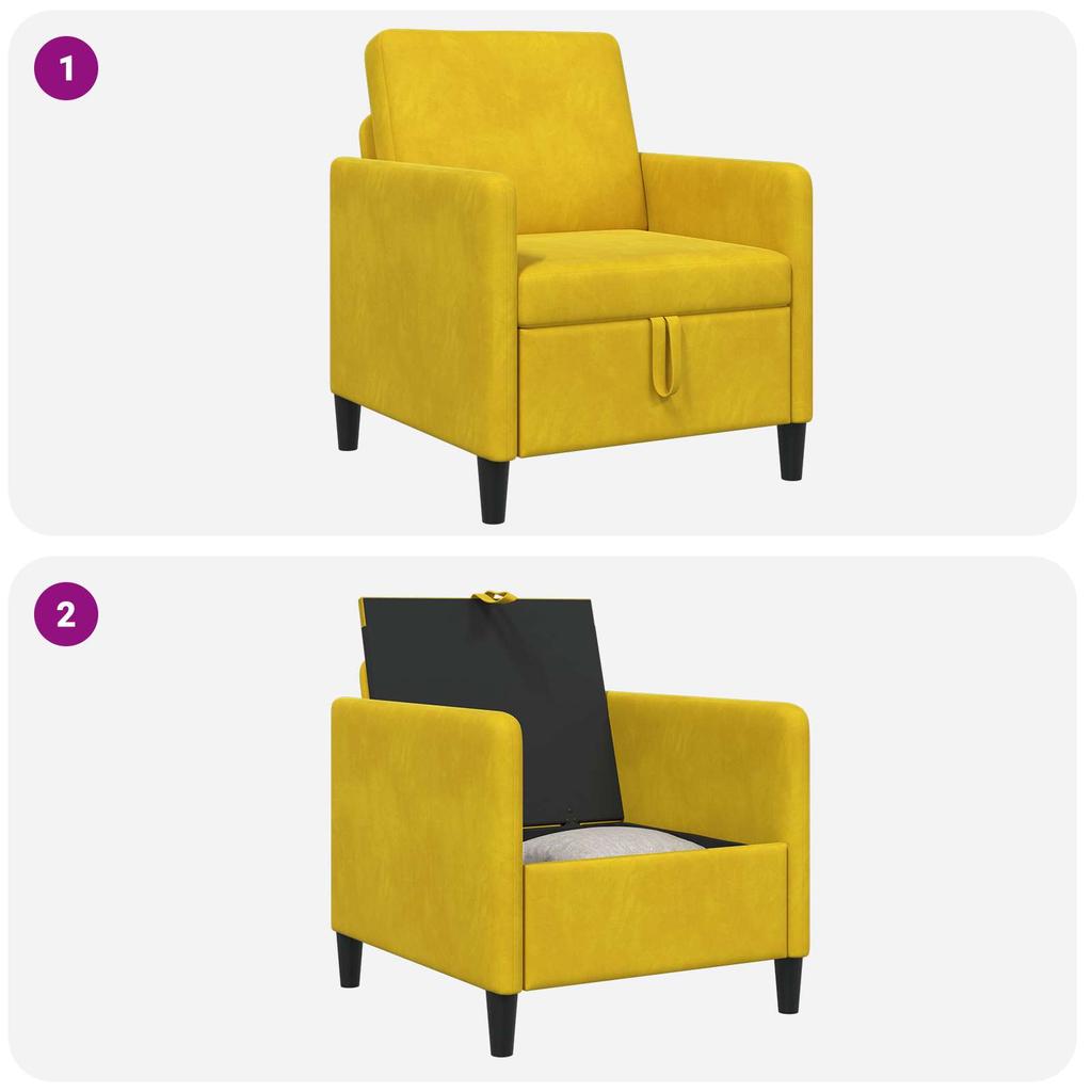 Yellow Storage Sofa 72 x 78 x 87 cm Polyester