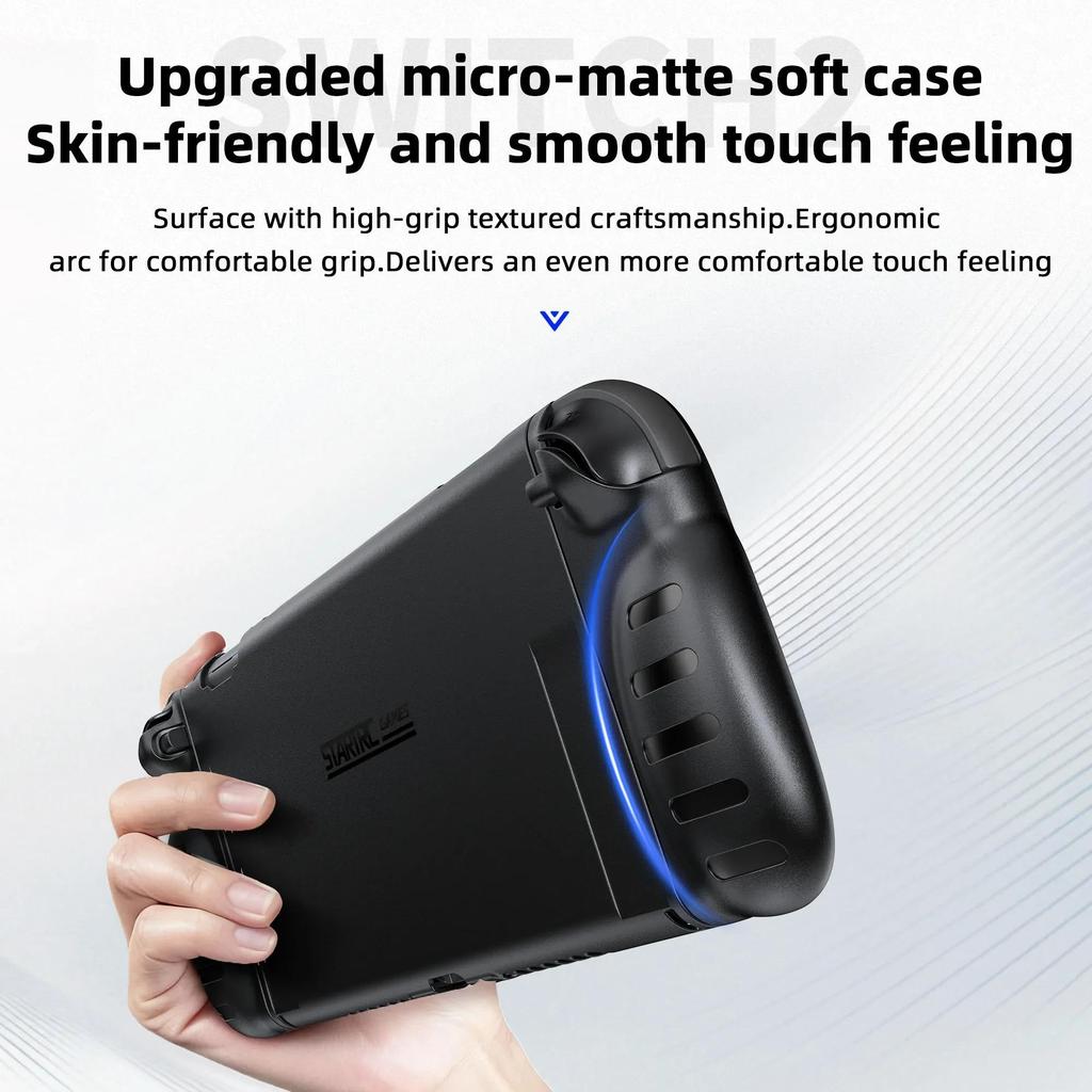 For NS 2 Accessories Set, Ergonomic Grip & Protective Case, Split Design for Handheld / Controller Mode, 360° Full Coverage, Black