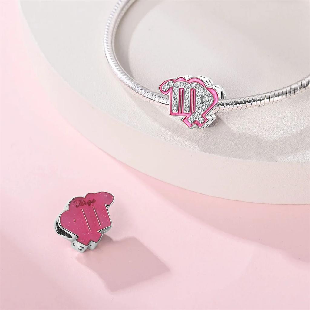 Pink Series Copper Alphabet Charms Beads Cute Letter Fit Original Bracelet Bangle Necklace Diy Jewelry