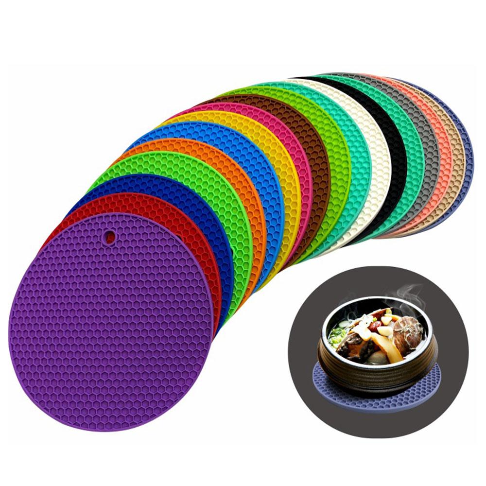 18cm Round Silicone Non-slip Heat Resistant Mat Coaster Cushion Placemat Pot Holder Kitchen Accessories