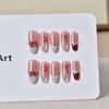 Red Cat Eye Bow Nail Tips - Medium-Long Wearable False Nails for New Year Nail Art