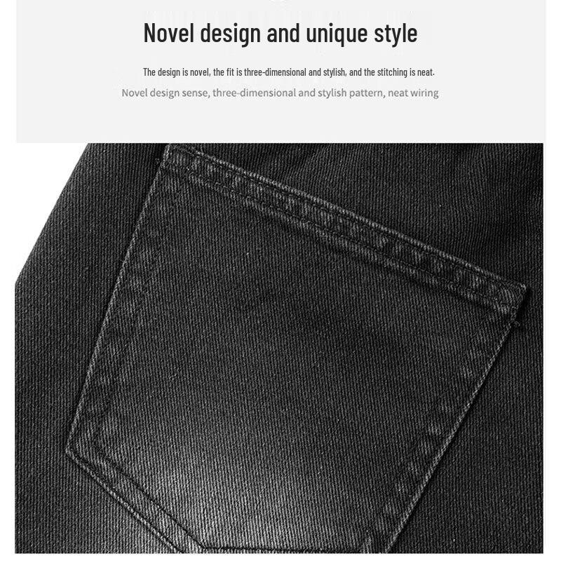 Zhenweis Men's High Street Elastic Waist Straight-Leg Bootcut Jeans