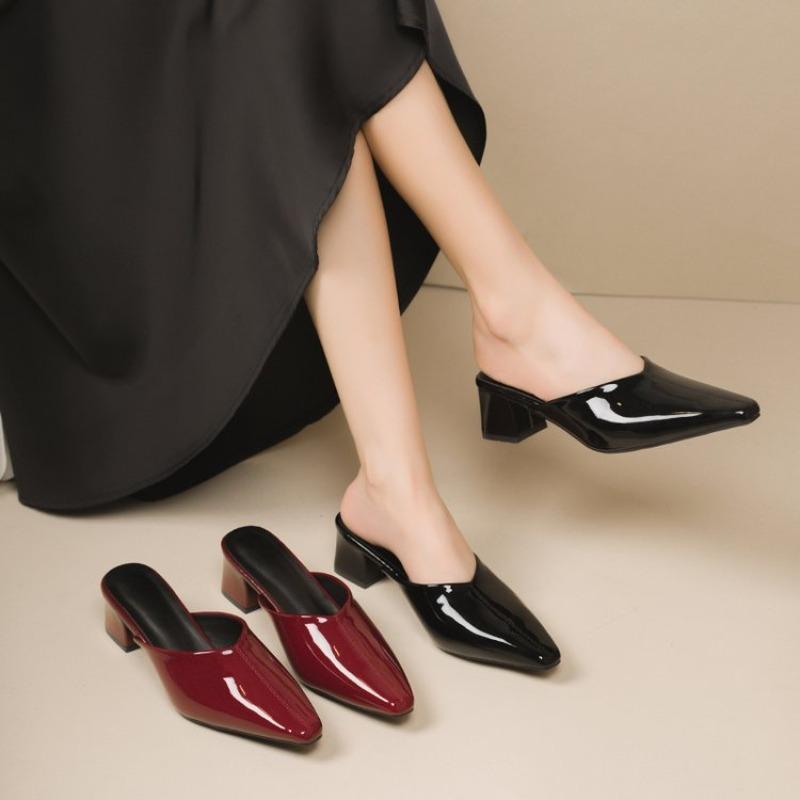 Designer Women's Heeled Slippers Designer Mules Shoes Trend Summer Fad Flip Flops Walking Cozy Slides Dress Sandalias De
