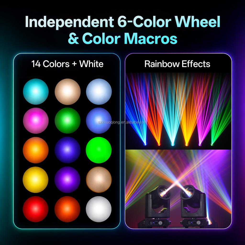 U`King 295W Hid Beam Moving Head Light Double Prism 14R Rainbow Effects Moving Head Stage Lights for Wedding DJ Party Bar Disco